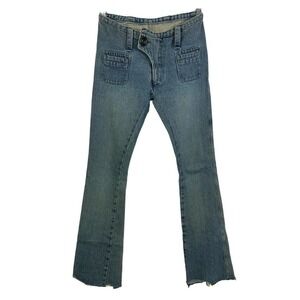 Henry Duarte 4 Jeans Vintage Y2K Rare Low Rise Flare Light Wash Pockets Denim